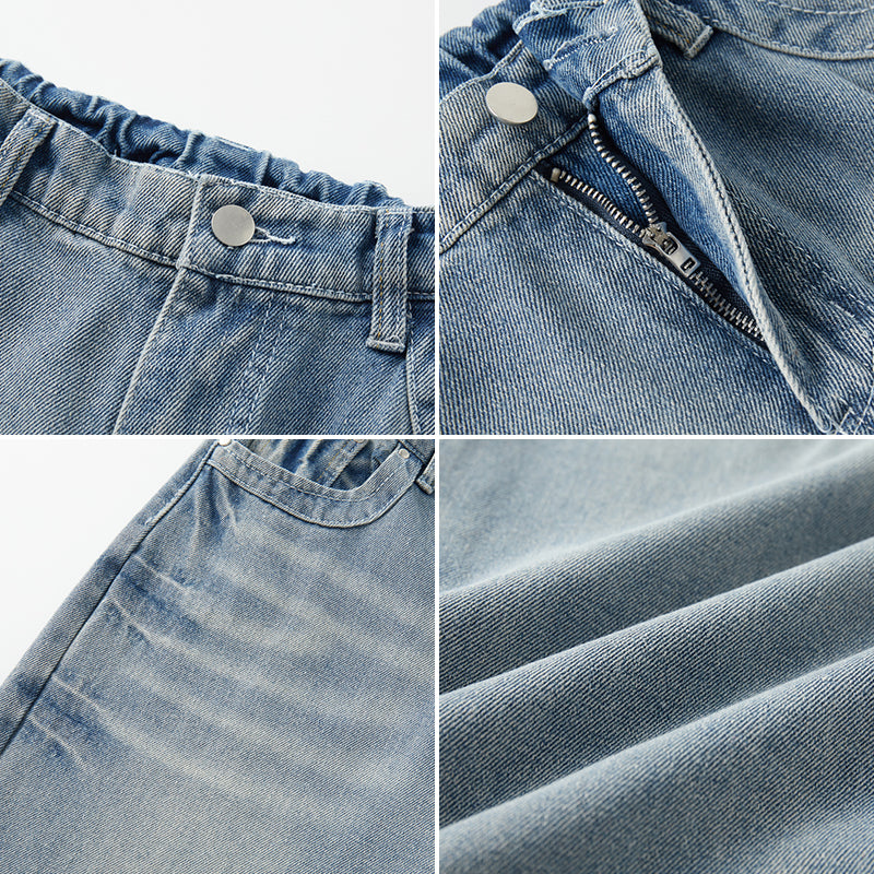 Mens Straight-Leg Casual Wide-Leg Denim Jeans In American Style