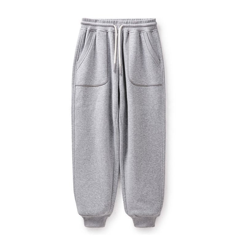 New Fallwinter Fleece-lined Workwear Sweatpants For Sporty Casual Wear