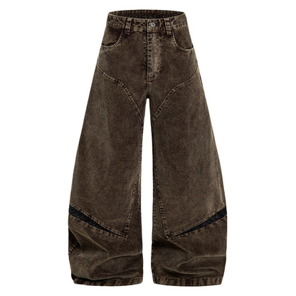 Mens American-style High-street Vintage Wide-leg Trousers