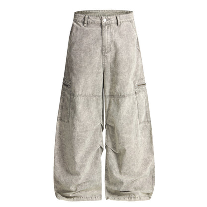 Casual Baggy Pants With A Utility-style Design Featuring Multiple Pockets And Zip Fly