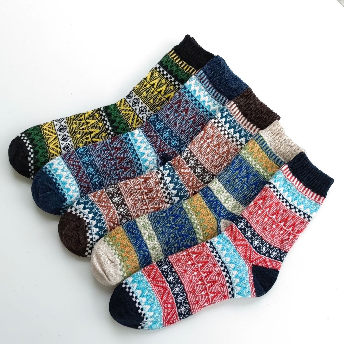Mens Socks Vintage Ethnic-style Wool Socks For Winter