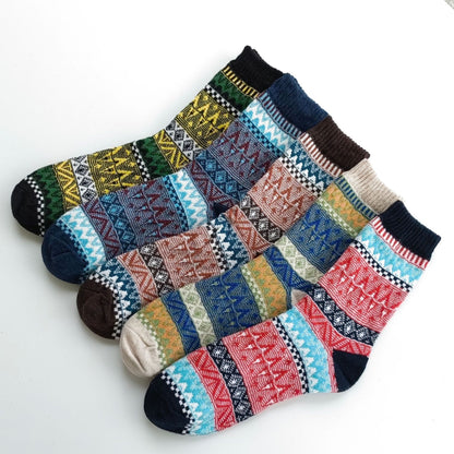 Mens Socks Vintage Ethnic-style Wool Socks For Winter