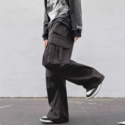 Mid-rise Wide-leg Parachute Pants Casual Slimming Workwear Trousers