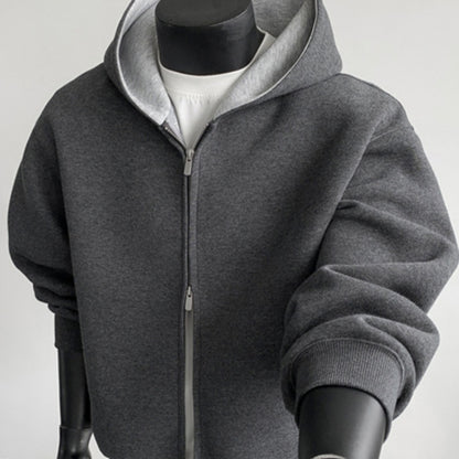 Casual Cropped Patchwork Cardigan Hoodie