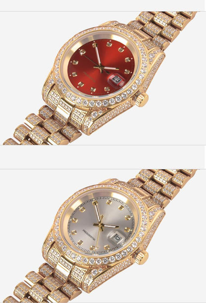 Mens Round Quartz Watch With A Steel Bracelet And A Diamond-encrusted Dial