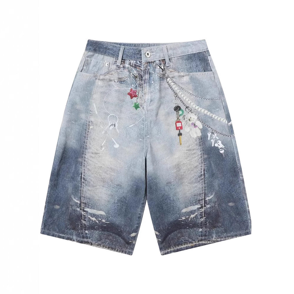 Men's Summer New Straight American Style Loose Casual Capri Pants