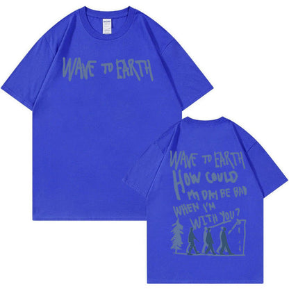 Retro Wave Earth Music Album Print T-Shirt