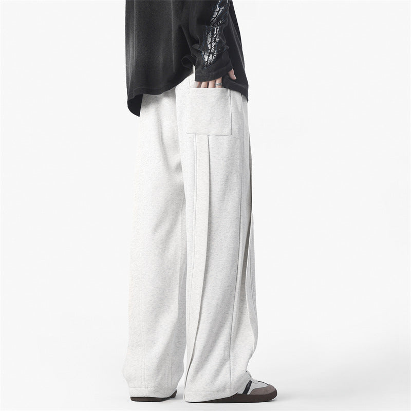 Heavyweight Straight-leg Sweatpants With A Curved Blade Design For Casual And Athletic Wear
