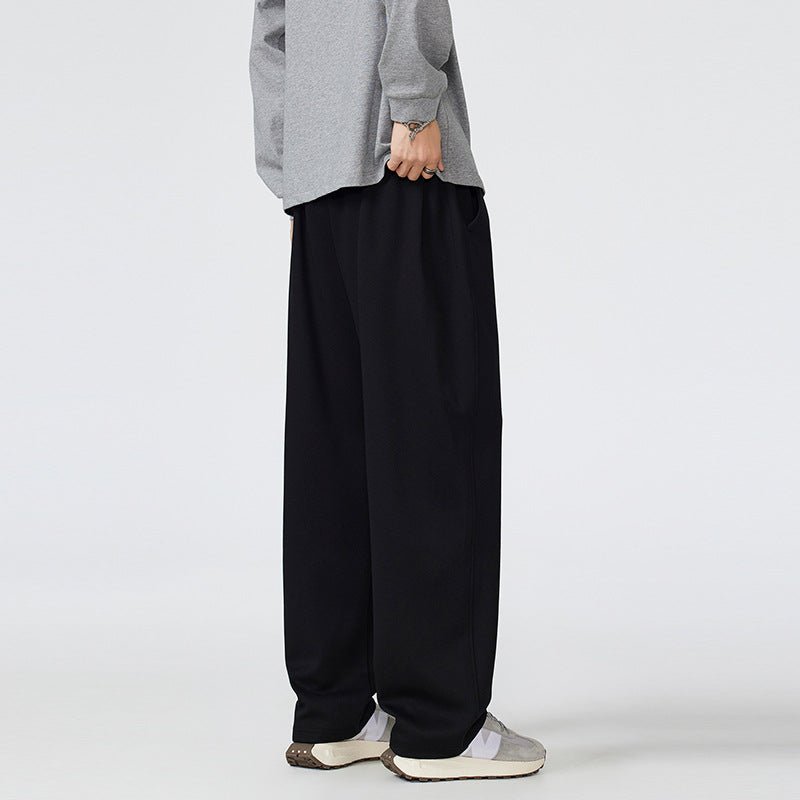 Mens Loose-Fit American-Style High-Street Drawstring Sweatpants