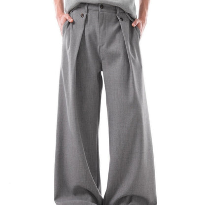 American-style Vintage Relaxed-fit Straight-leg Draping Casual Trousers