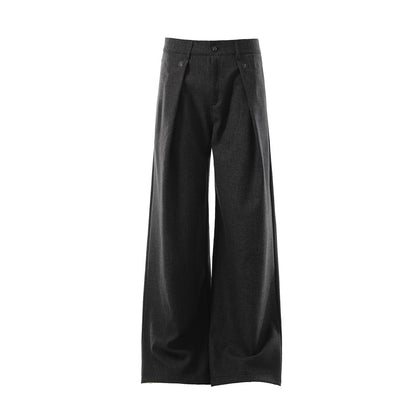 American-style Vintage Relaxed-fit Straight-leg Draping Casual Trousers