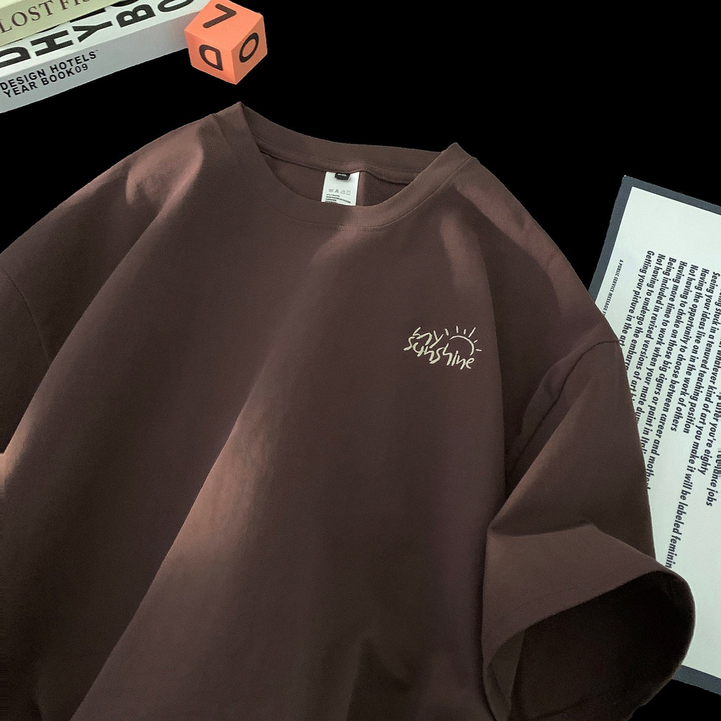 Teenage Minimalist Trendy Loose-fitting Crew-neck Half-sleeve