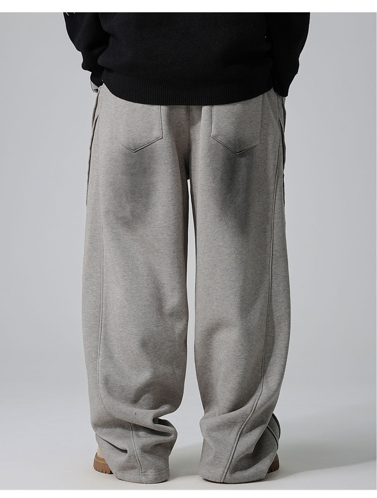 Fleece-Lined Distressed Knit Sweatpants With A Straight Leg In Winter Style