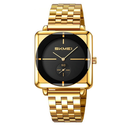 Square Steel Band Stylish Standalone Seconds Subdial With Two Hands Solid Steel Band Quartz Watch