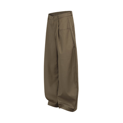 American-style Vintage Unisex Pleated Loose-fit Bootcut Trousers