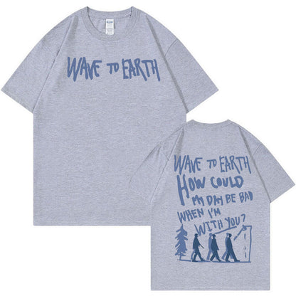 Retro Wave Earth Music Album Print T-Shirt