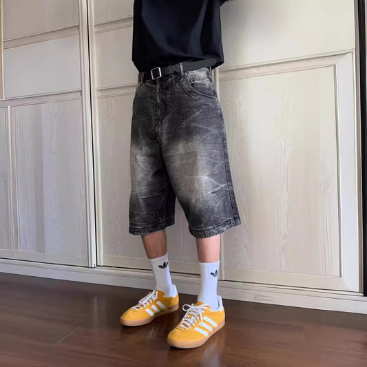 Loose Casual Straight-leg Washed Do The Old Cowboy Shorts Men