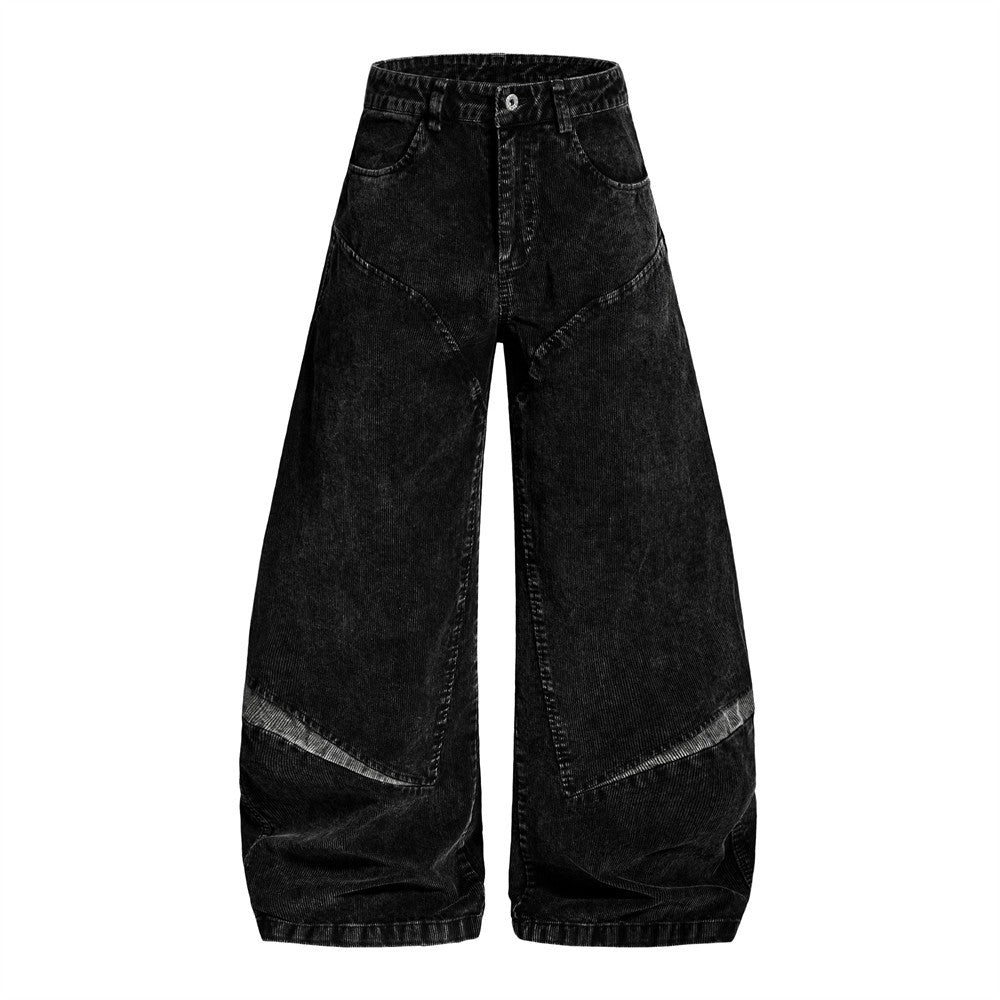 Mens American-style High-street Vintage Wide-leg Trousers