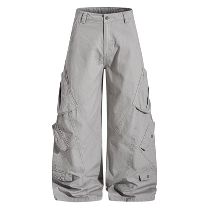 Mens Retro American-Style Baggy Casual Pants With A Scimitar Design