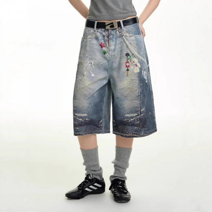 Men's Summer New Straight American Style Loose Casual Capri Pants