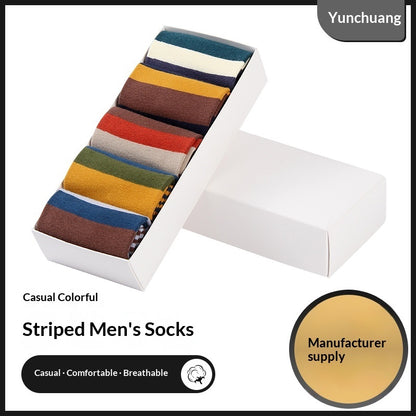 Mens Cotton Over-the-Knee Socks With Colorful StripesA Stylish AutumnWinter Fashion Essential