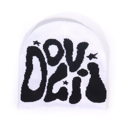 Outdoor Retro Sports Star Letter Jacquard Knitted Hat