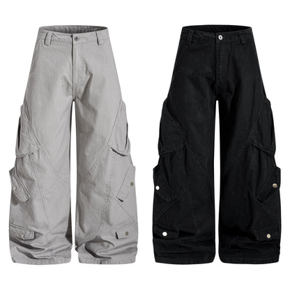 Mens Retro American-Style Baggy Casual Pants With A Scimitar Design