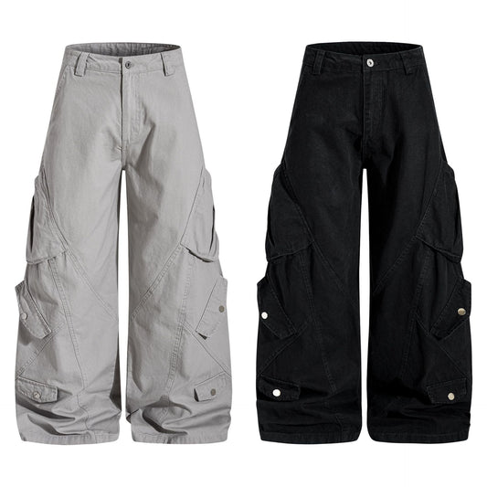 Mens Retro American-Style Baggy Casual Pants With A Scimitar Design