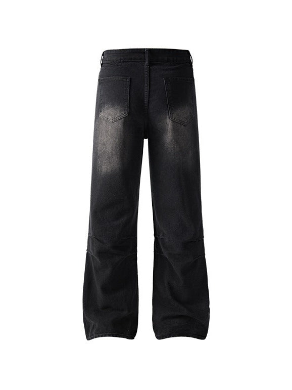 Mens New Vintage American-Style Deconstructed Flared Jeans