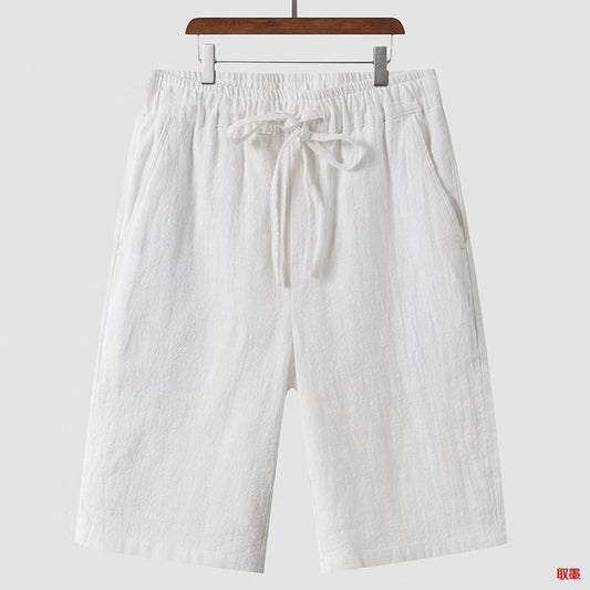 Linen Shorts Men's Casual Loose Cropped Pants
