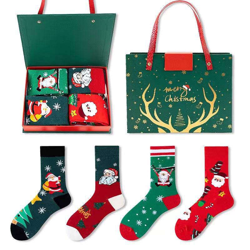Santa Snowman Cartoon Cotton Socks