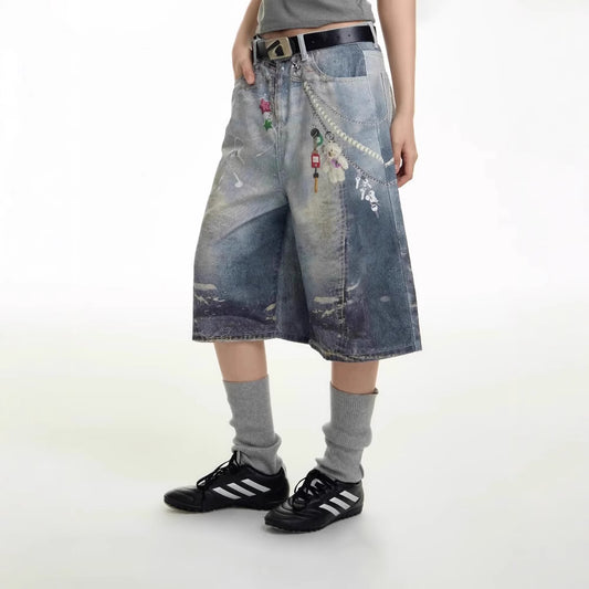 Men's Summer New Straight American Style Loose Casual Capri Pants