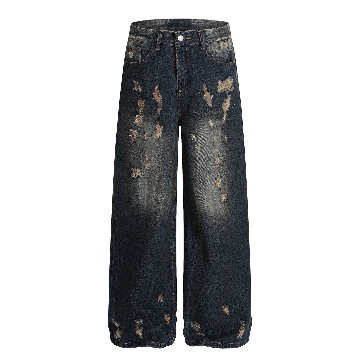 American-style Vintage Distressed Worn Torn And Ripped Jeans