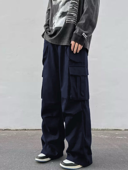 Mid-rise Wide-leg Parachute Pants Casual Slimming Workwear Trousers