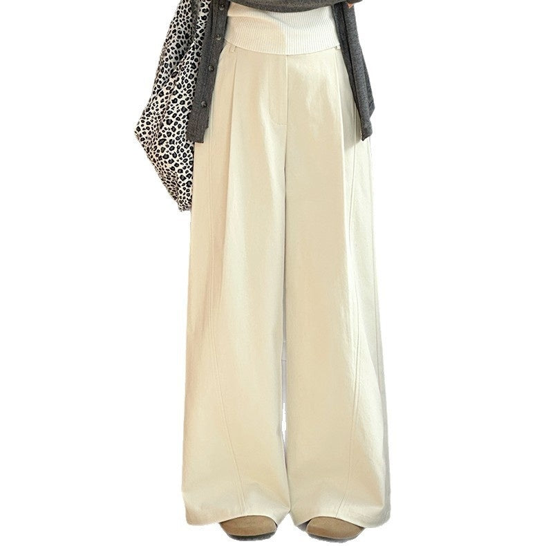 Womens Casual Loose-fitting High-waisted Wide-leg Pants