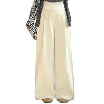 Womens Casual Loose-fitting High-waisted Wide-leg Pants