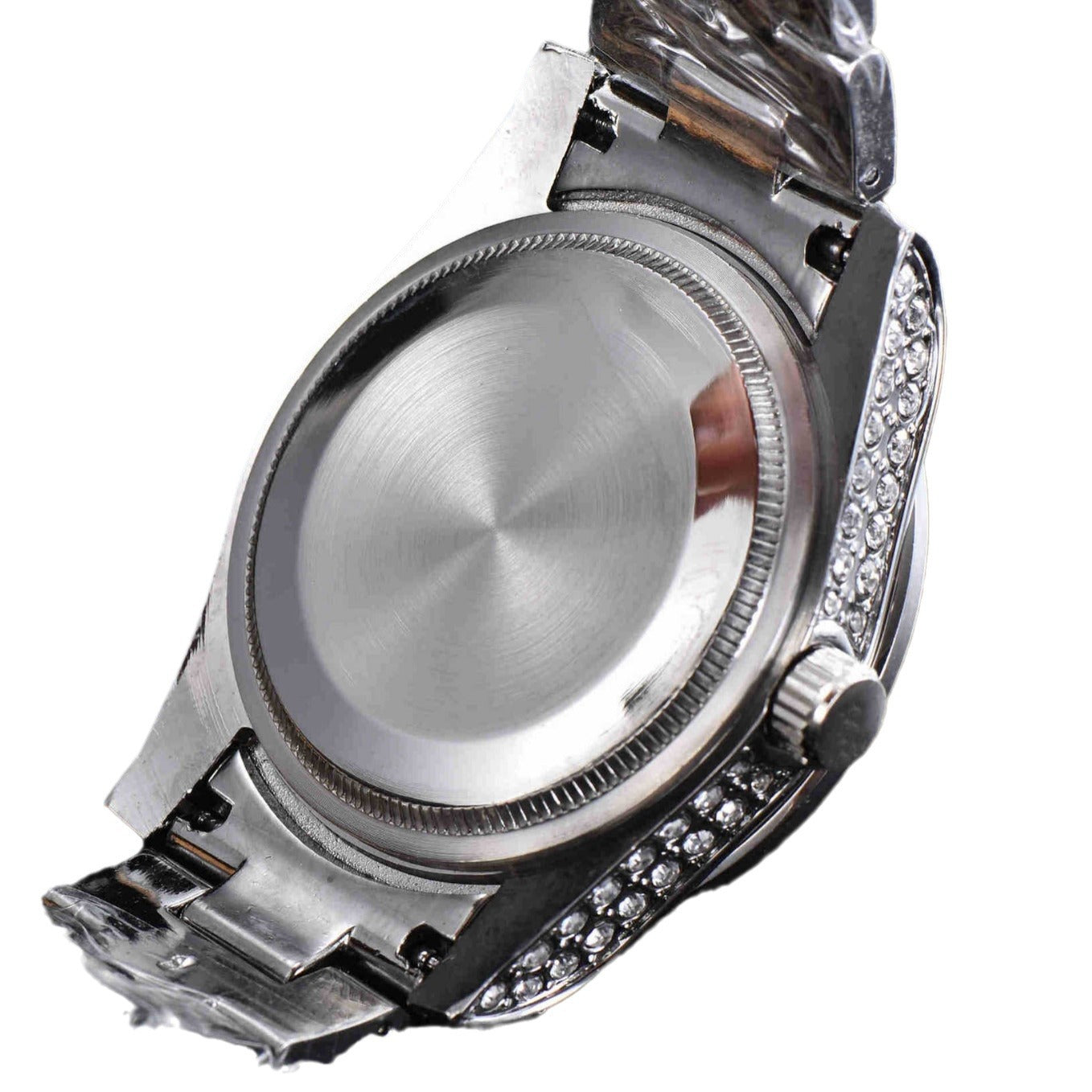 Mens All-Diamond Stainless Steel Quartz Watch