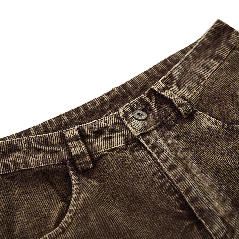 Mens American-style High-street Vintage Wide-leg Trousers