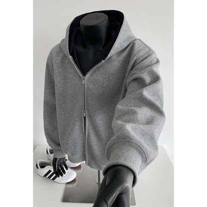 Casual Cropped Patchwork Cardigan Hoodie