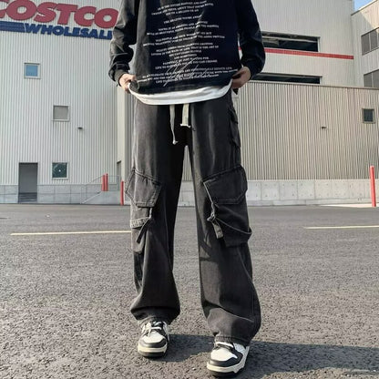 Heavy-duty Loose Multi-pocket Washed Casual Pants