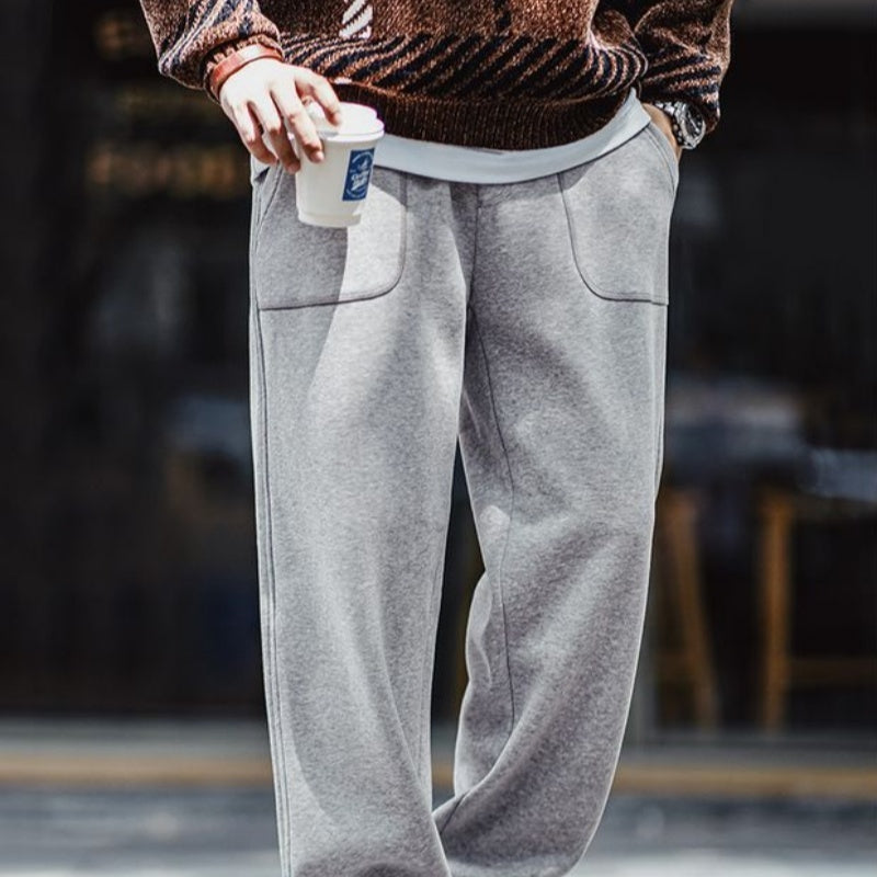 New Fallwinter Fleece-lined Workwear Sweatpants For Sporty Casual Wear