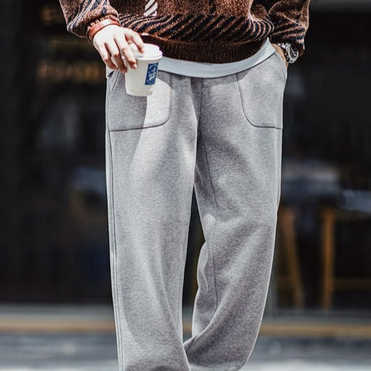 New Fallwinter Fleece-lined Workwear Sweatpants For Sporty Casual Wear