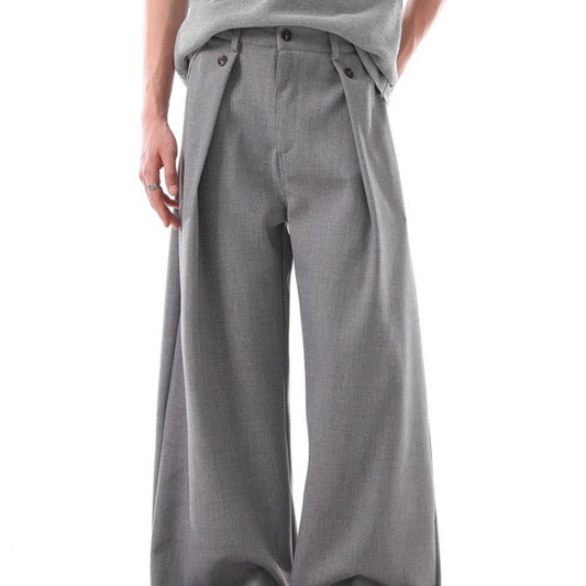 American-style Vintage Relaxed-fit Straight-leg Draping Casual Trousers