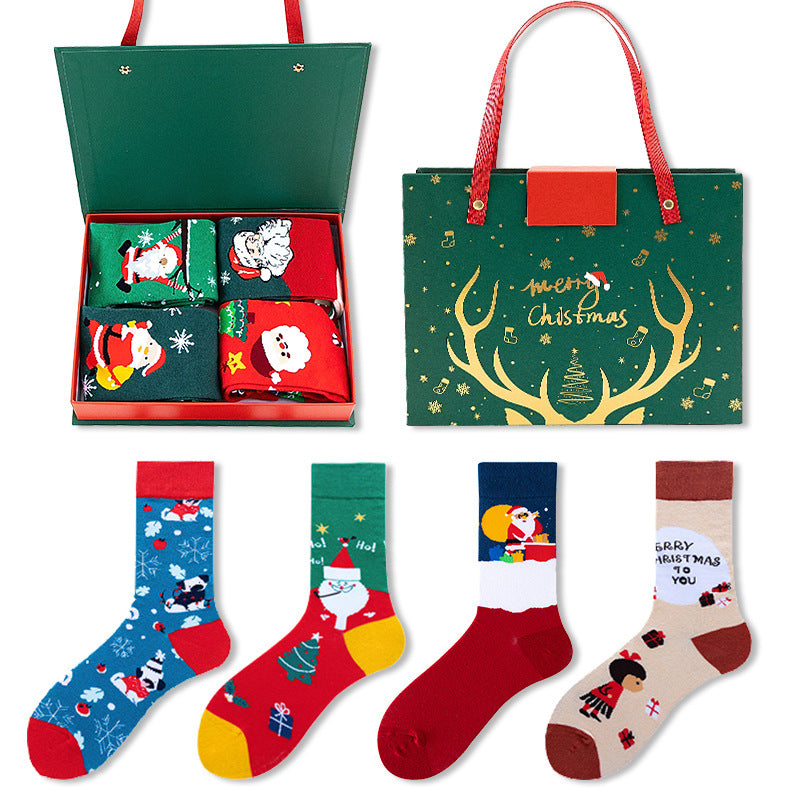Santa Snowman Cartoon Cotton Socks