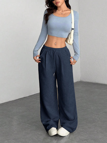 Corduroy Wide-leg Pants For Women Loose-fitting Figure-flattering And Drapey Casual