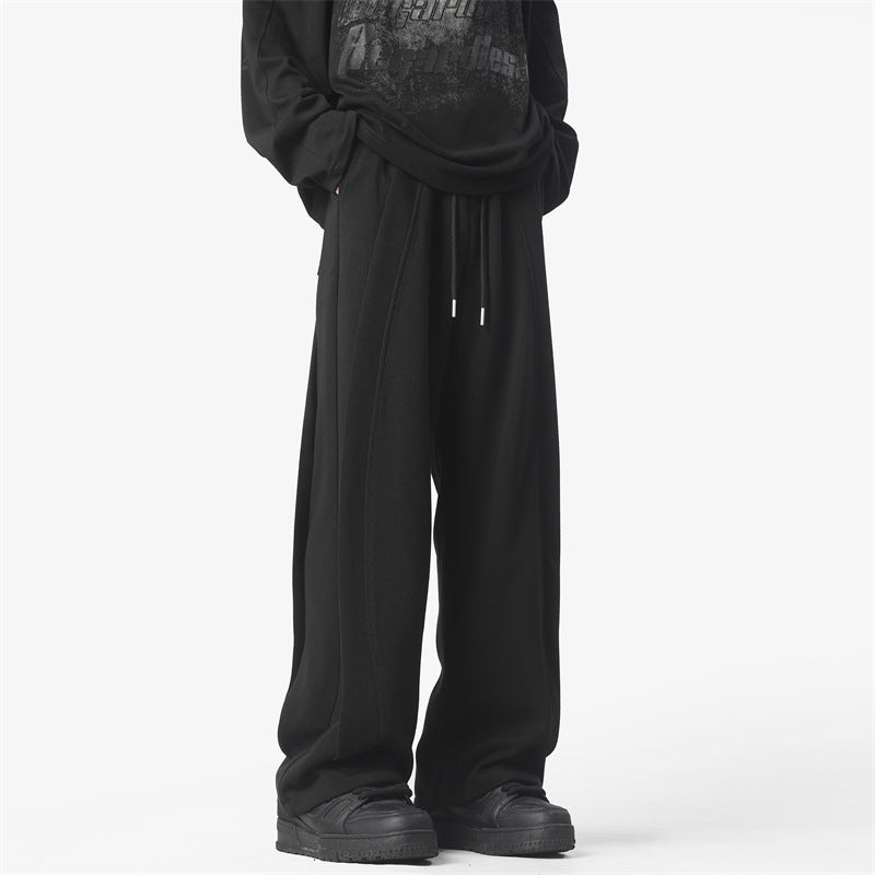 Heavyweight Straight-leg Sweatpants With A Curved Blade Design For Casual And Athletic Wear