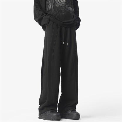 Heavyweight Straight-leg Sweatpants With A Curved Blade Design For Casual And Athletic Wear