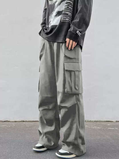 Mid-rise Wide-leg Parachute Pants Casual Slimming Workwear Trousers