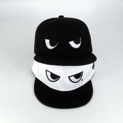 Casual Flat-brimmed Cap Black And White Eyes Hip Hop Hat