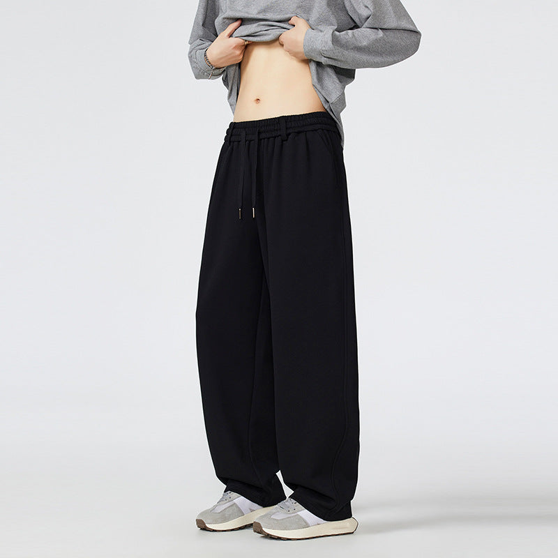 Mens Loose-Fit American-Style High-Street Drawstring Sweatpants